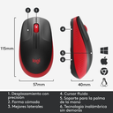 Mouse Logitech M190 Inalámbrico USB 1000 DPI Negro/Rojo
