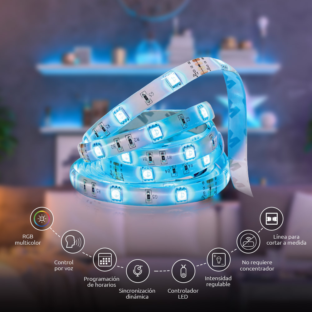 Kit Esencial Cinta de Luces LED Inteligente Nexxt Wi-Fi