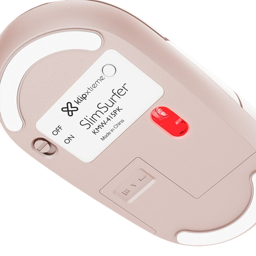 Mouse Klip Xtreme SlimSurfer Inalámbrico USB 1600 DPI Rosa