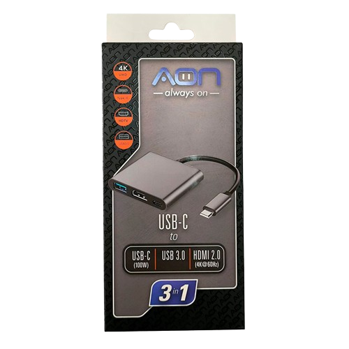 Adaptador USB-C a HDMI AON AO-AD-1017 Macho-Hembra Negro