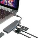 Adaptador USB-C a USB, HDMI y MicroSD Gris Argom One Axess Macho-Hembra Negro