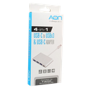 Adaptador USB-C a USB, USB-C AO-AD-1009 Macho-Hembra Plateado