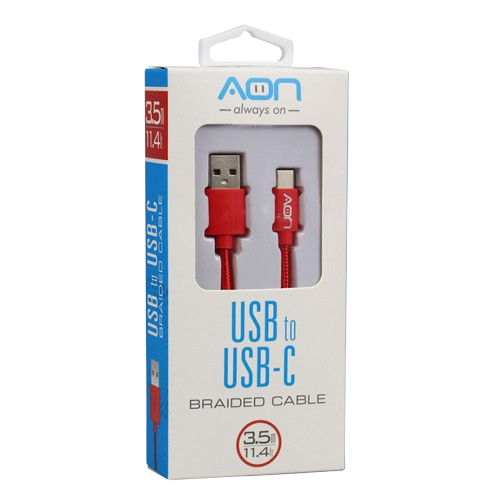 Cable USB a USB-C AON AO-CB-4002 3.5 Metros Trenzado Rojo