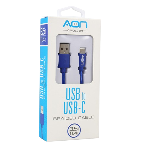 Cable USB a USB-C AON AO-CB-4003 3.5 Metros Trenzado Azul