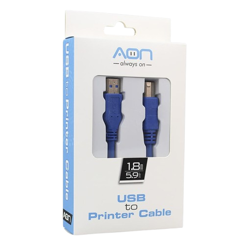 Cable USB para Impresora AON AO-CB-6101 1.8 Metros Azul