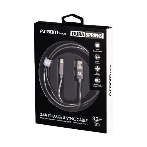 Cable USB-C a USB Argom ARG-CB-0028GR 1 Metro Trenzado Metalizado