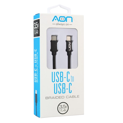Cable USB-C a USB-C AON AO-CB-5000 3.5 Metros Negro