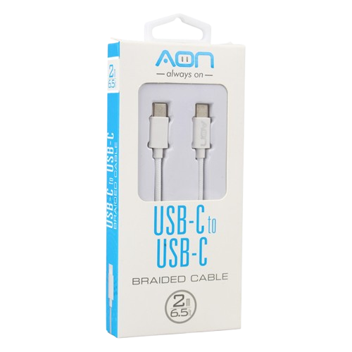 Cable USB-C a USB-C AON AO-CB-5011 2 Metros Trenzado Blanco