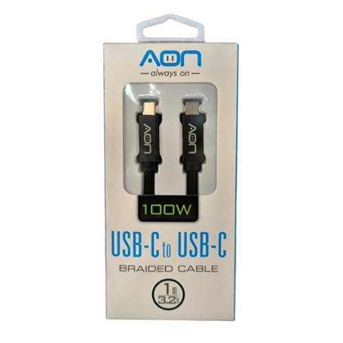 Cable USB-C a USB-C AON AO-CB-5015 1 Metro Negro 5Gbps 100W