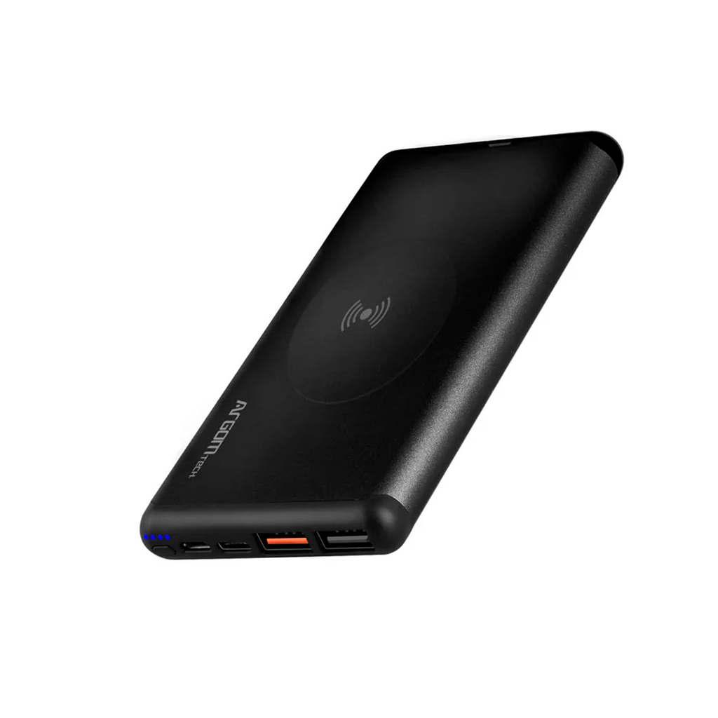 PowerBank Argom S12W 12000mAh USB Carga Inalámbrica Negro
