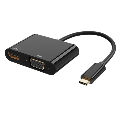 Hub AON 2-en-1 AO-AD-1007 USB-C a HDMI y VGA Negro