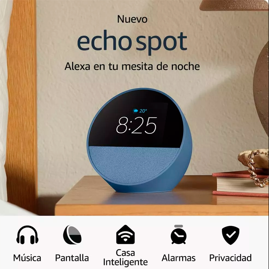 Bocina Inteligente Amazon Echo Spot Smart Azul Con Alexa