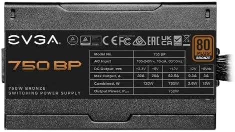 Fuente de Poder EVGA 750 BP 750W 80Plus Bronze
