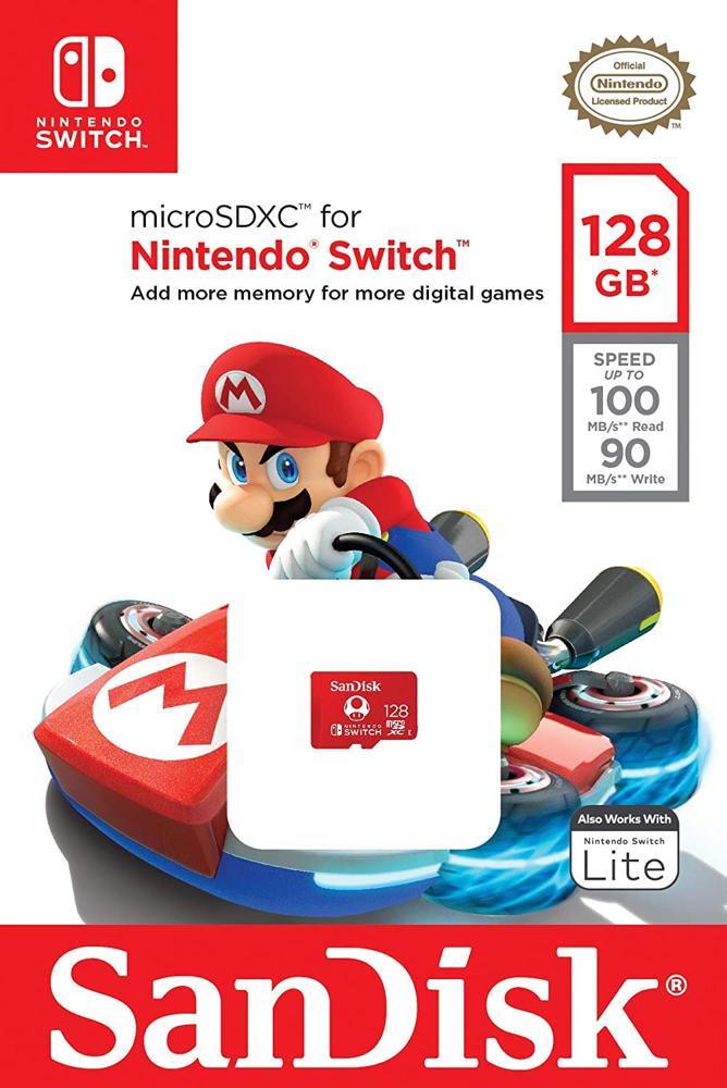 Micro Secure Digital SDXC Sandisk 128GB Para Nintendo Switch Super Mario Mushroom