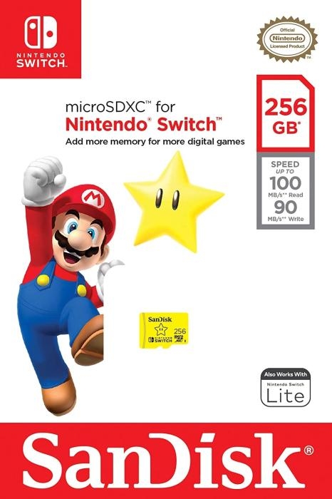 Micro Secure Digital SDXC Sandisk 256GB Para Nintendo Switch Super Mario Star