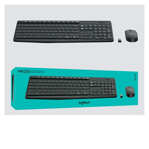 Teclado y mouse Logitech MK235 Inalámbrico USB Negro en español