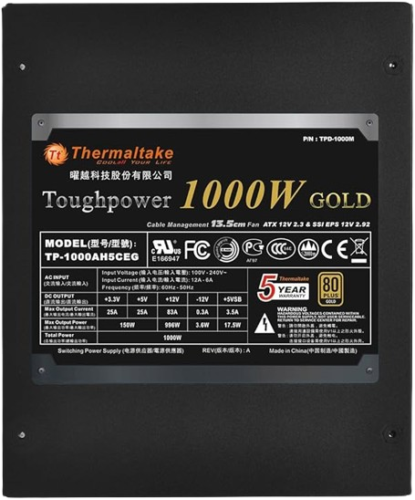 Fuente de poder Themaltake 1000 W 80 Plus Gold