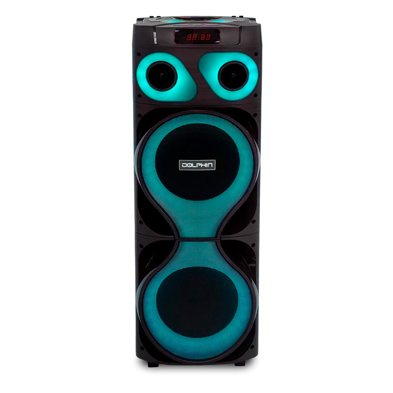 Bocina Dolphin SP-2150RBT X-Bass Dual 12" Bluetooth 120W Negro + 2 Microfonos