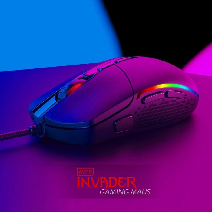 Mouse Gamer Invader M719 Redragon Con RGB  10000 DPI Negro