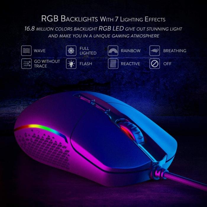 Mouse Gamer Invader M719 Redragon Con RGB  10000 DPI Negro