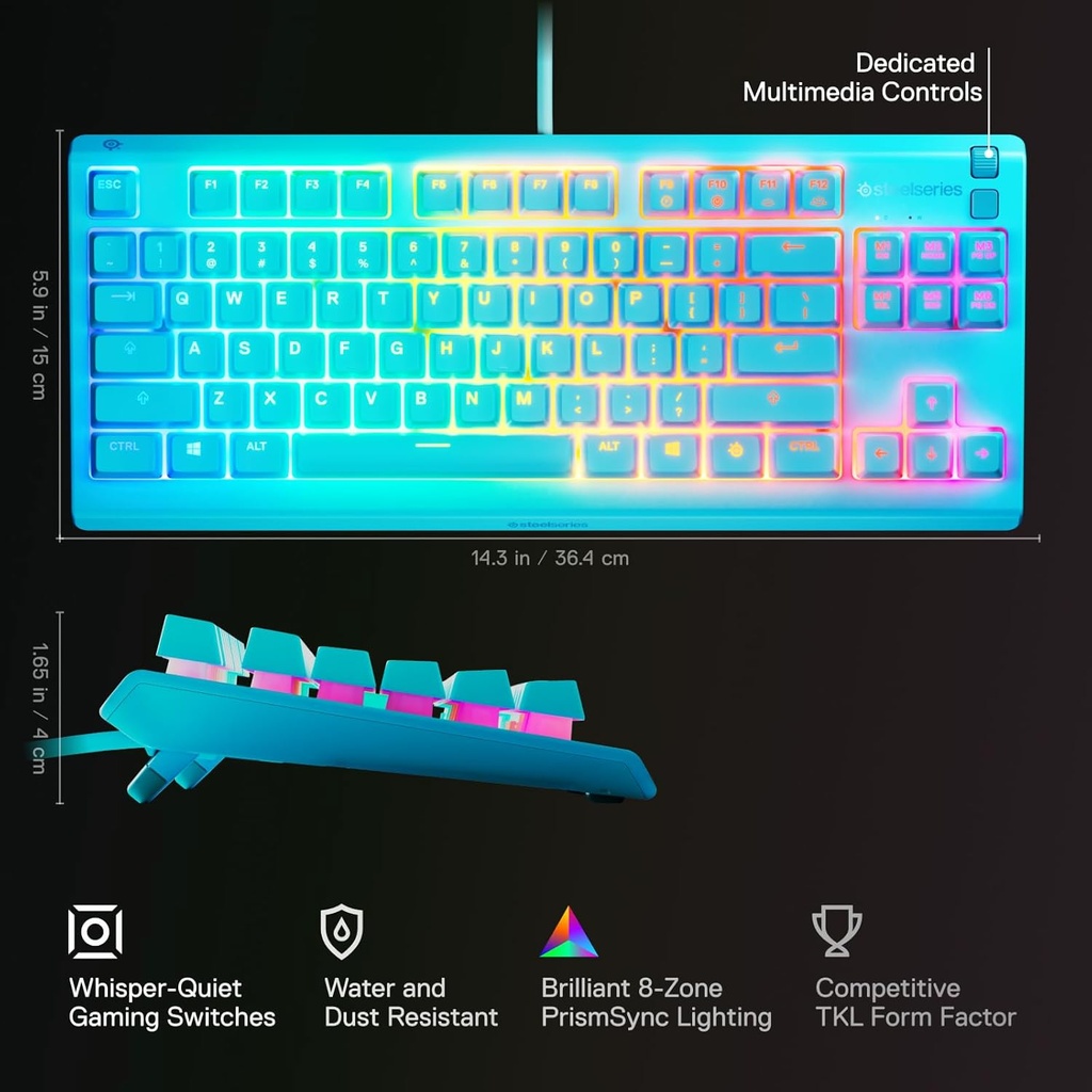 Teclado SteelSeries Apex 3 TKL RGB Aqua