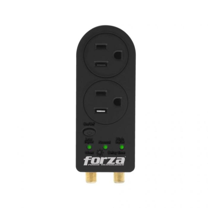 Forza Protector de Voltaje 1400J/1800W 2 Tomas + Protección Coaxial