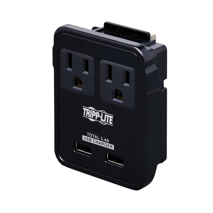 Tripplite Protector de Sobretensiones Universal 2 Tomas NEMA + 2 Tomas USB 3.4A Negro
