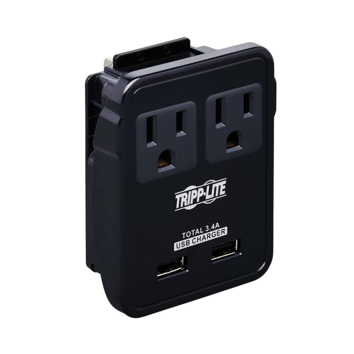 Tripplite Protector de Sobretensiones Universal 2 Tomas NEMA + 2 Tomas USB 3.4A Negro