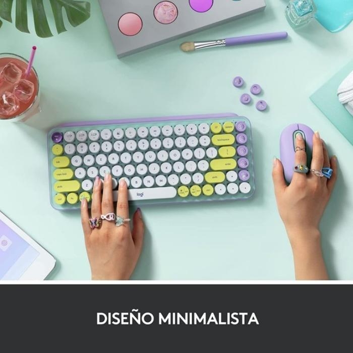 Logitech Pop Keys Teclado Inalámbrico en Español 2.4GHz y Bluetooth Purpura Daydream