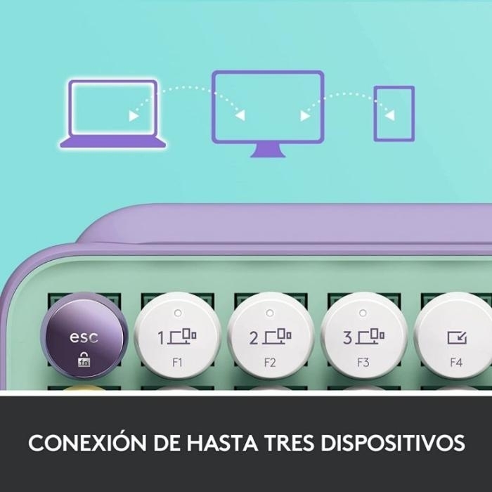 Logitech Pop Keys Teclado Inalámbrico en Español 2.4GHz y Bluetooth Purpura Daydream