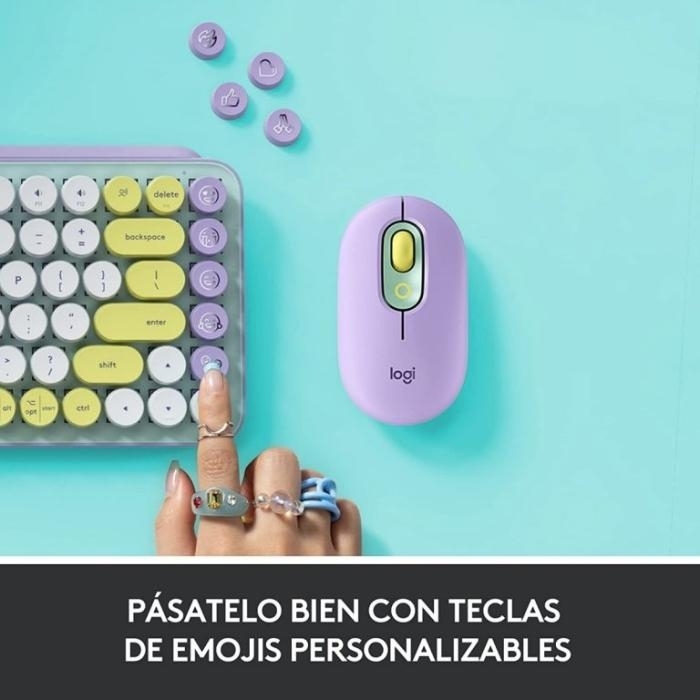 Logitech Pop Keys Teclado Inalámbrico en Español 2.4GHz y Bluetooth Purpura Daydream