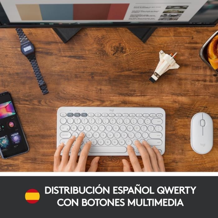 Teclado Logitech Teclado Bluetooth Multi Dispositivos K380 en Español Blanco