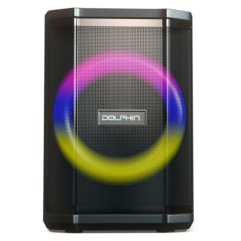 Bocina Dolphin SP-880RBT Party Speaker 8" Bluetooth 2400W Negro * Incluye micrófono inalámbrico