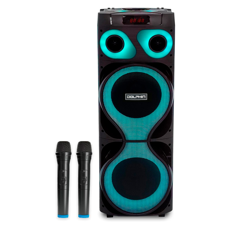 Bocina Dolphin SP-2150RBT X-Bass Dual 12" 120W Negro 2 Microfonos
