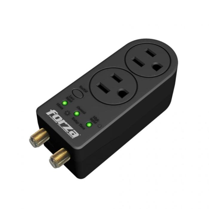 Forza Protector de Voltaje 1400J/1800W 2 Tomas + Protección Coaxial