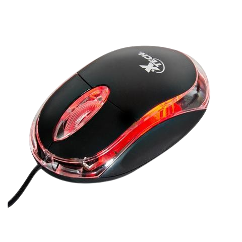 MOUSE XTECH XTM-195 3 BOTONES USB CON LUZ ROJA 1000dpi