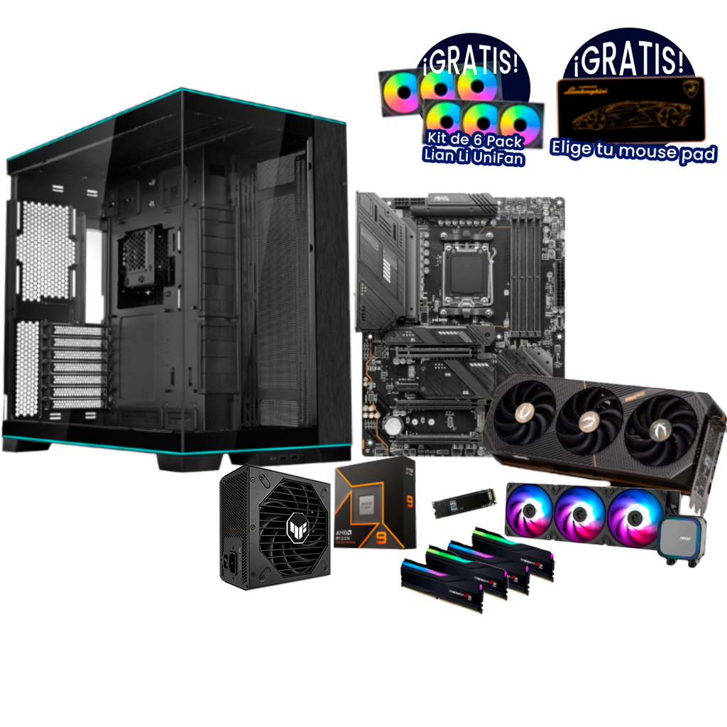 Pc Gamer Ryzen 9 9900X MAG X670 RTX 5090 DDR5 4x16 NVMe 2TB 1000W Gold Liquida 360mm Kit 6 Ventiladores