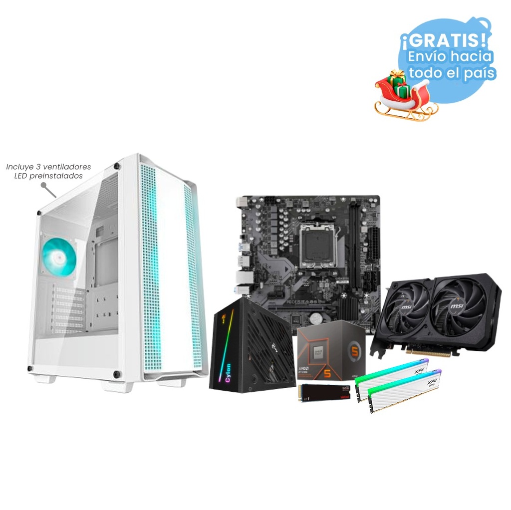 Pc Gamer Ryzen 5 8400F B650M H RTX 5050 DDR5 2x16 NVMe 1TB 600W 80 Bronce 