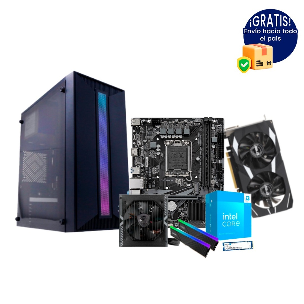 Pc Gamer i3 14100F H610M-K RTX 3050 DDR4 2x8 NVMe 1TB 550W Bronce