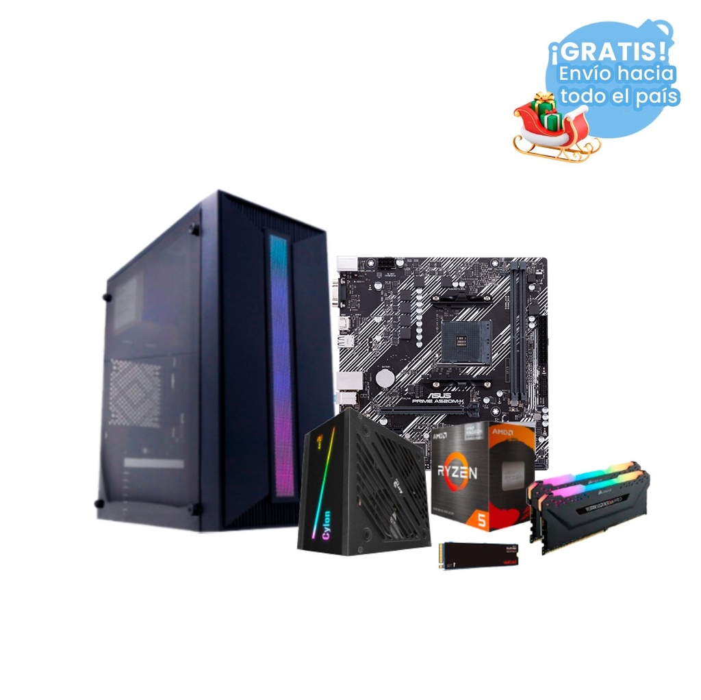 Pc Gamer Ryzen 5 5600GT A520M-K DDR4 2x8 NVMe 1TB 600W 80 Bronce