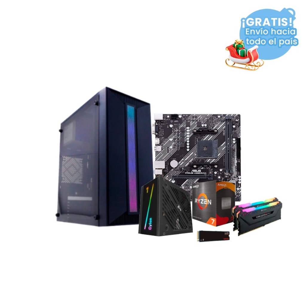 Pc Gamer Ryzen 7 5700G A520M-K DDR4 2x8 NVMe 1TB 600W Bronce