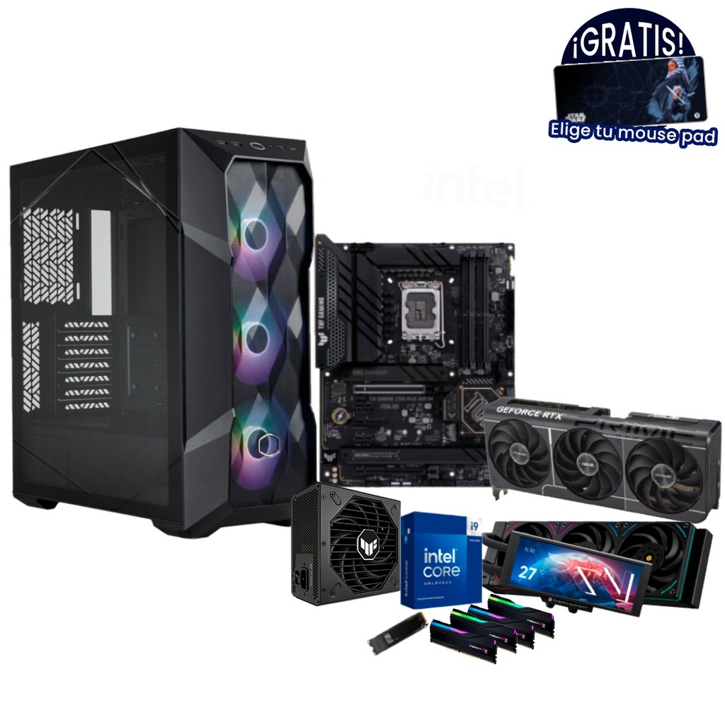 Pc Gamer i9 14900KF Z790 TUF RTX 5080 DDR5 4x16 NVMe 2TB 1000W Gold Liquida 360mm 