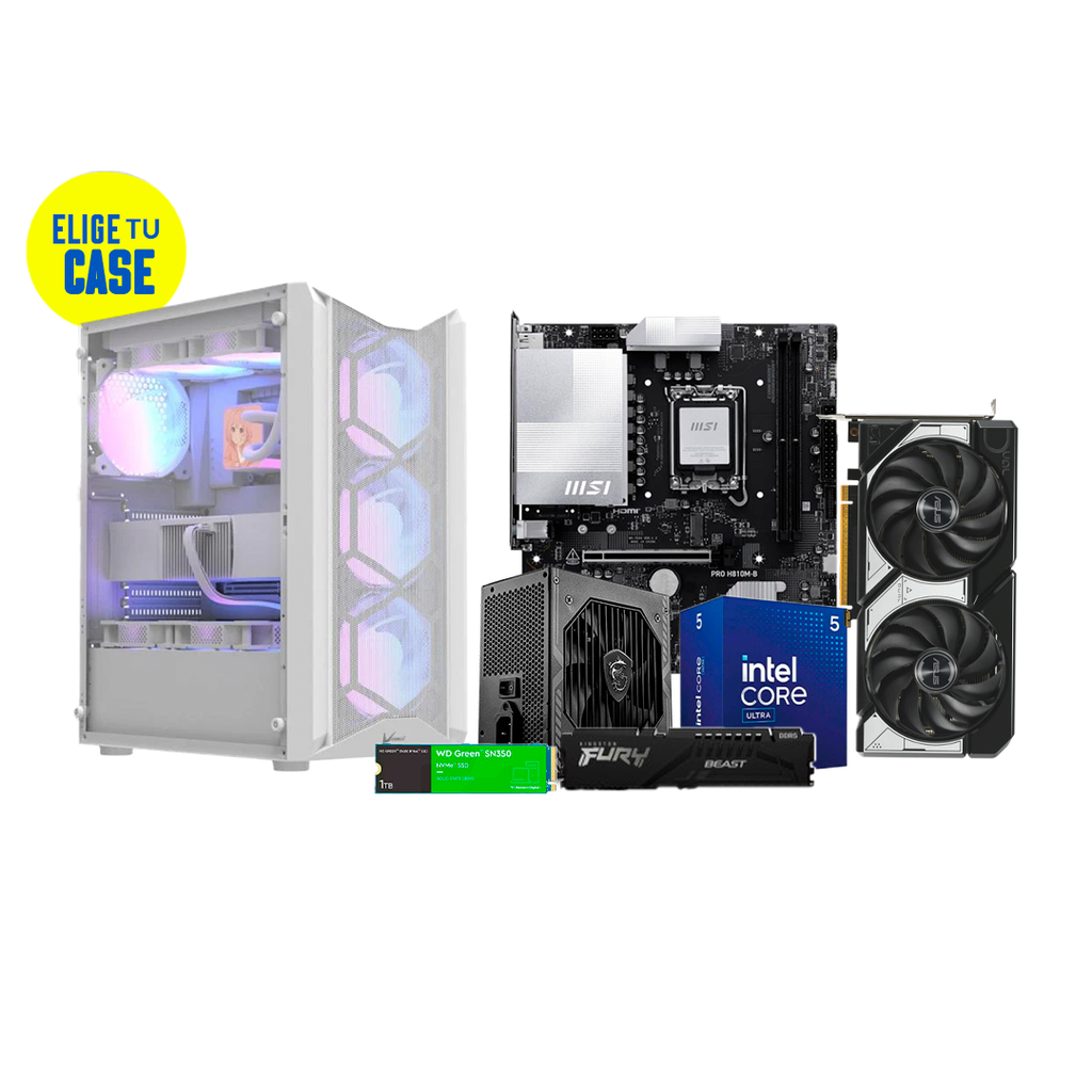 Pc Gamer Ultra Core 5 225F H810M-B MSI RTX 5060 RAM 16GB DDR5 NVMe 1TB 650W Bronce