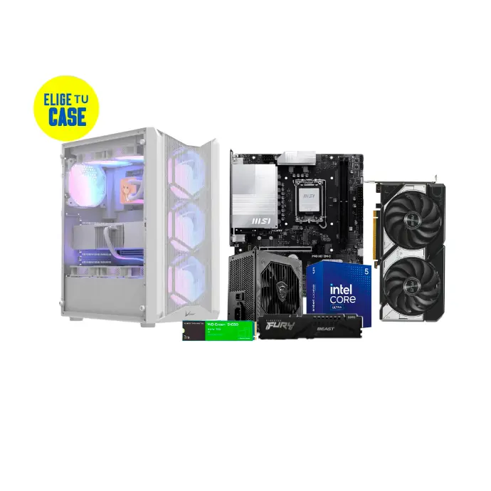 Pc Gamer Ultra Core 5 225F H810M-B MSI RTX 5060 RAM 16GB DDR5 NVMe 1TB 650W Bronce