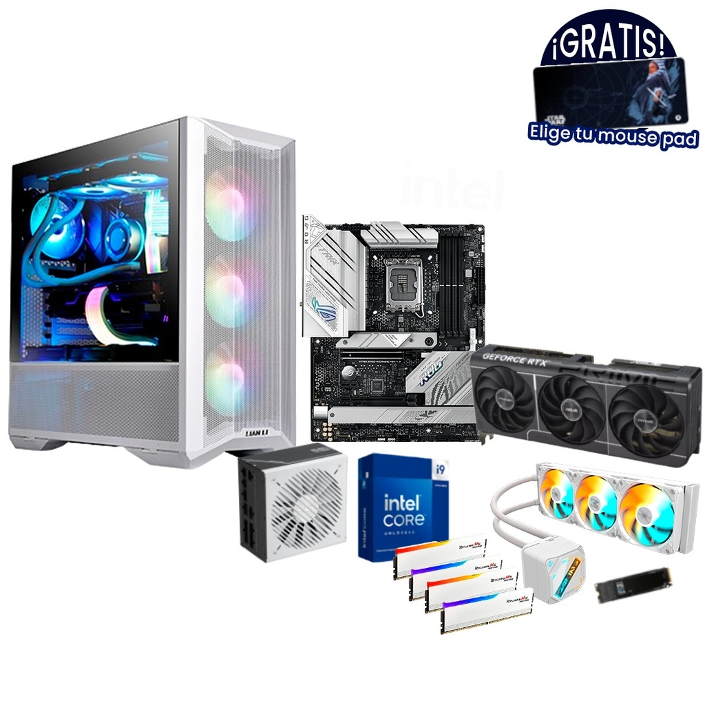 Pc Gamer i9 14900KF B760-A Rog RTX 5070 TI DDR5 4x16 NVMe 2TB 850W Gold Liquida 360mm 