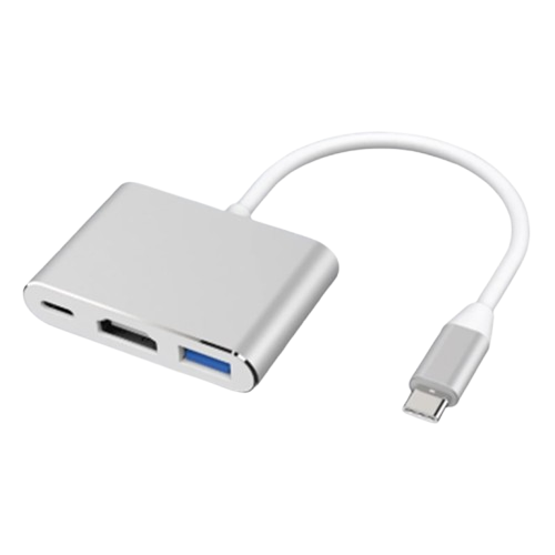 Hub AON 3-en1 AO-AD-1008 USB-C a HDMI, USB y USB-C Blanco