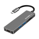 Adaptador USB-C a USB, HDMI y MicroSD Gris Argom One Axess Macho-Hembra Negro