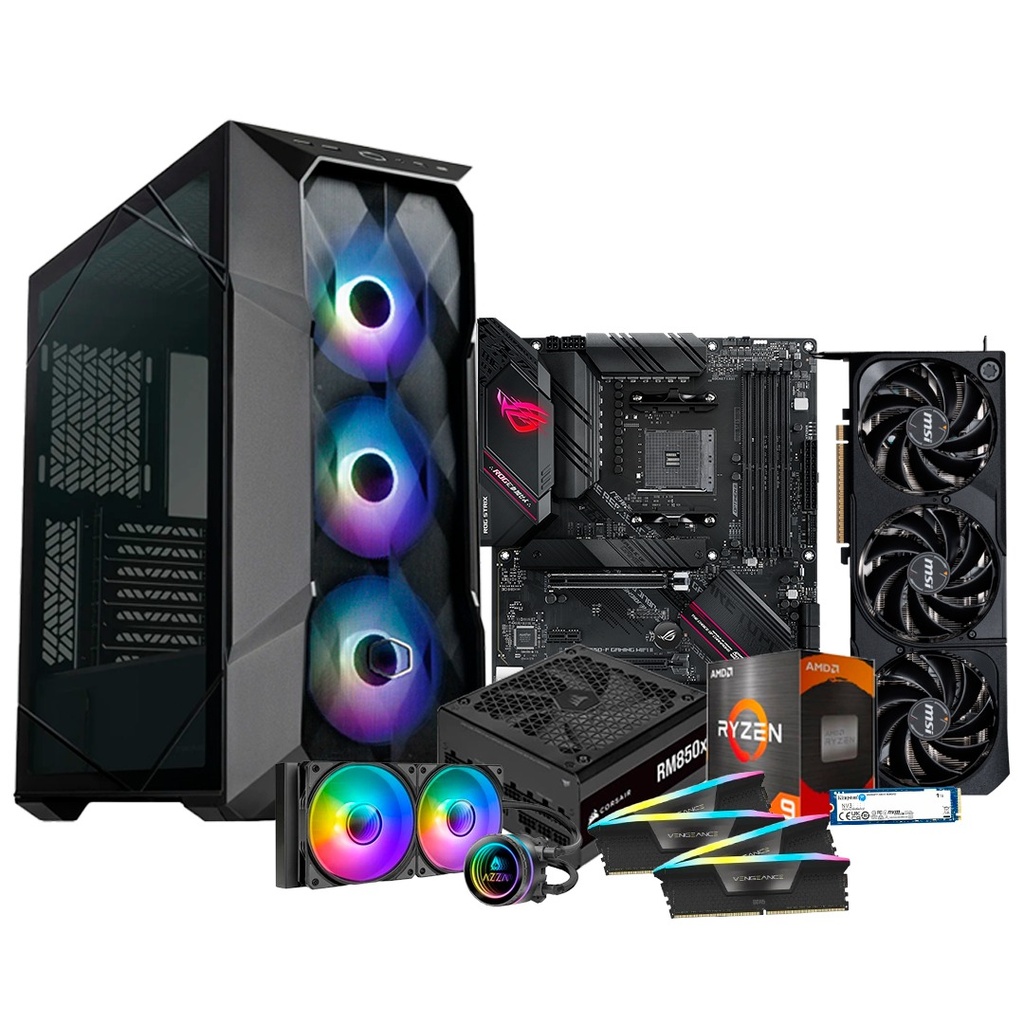 Pc Gamer Ryzen 9 5900X B550-F 750W Bronze DDR4 4x16 NVMe 1TB RTX 5080Liquida 240mm