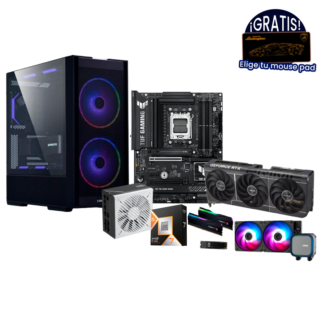 Pc Gamer Ryzen 7 9800X 3D B850 Tuf RTX 5070 DDR5 4x16 NVMe 1TB 850W Gold Liquida 240mm 