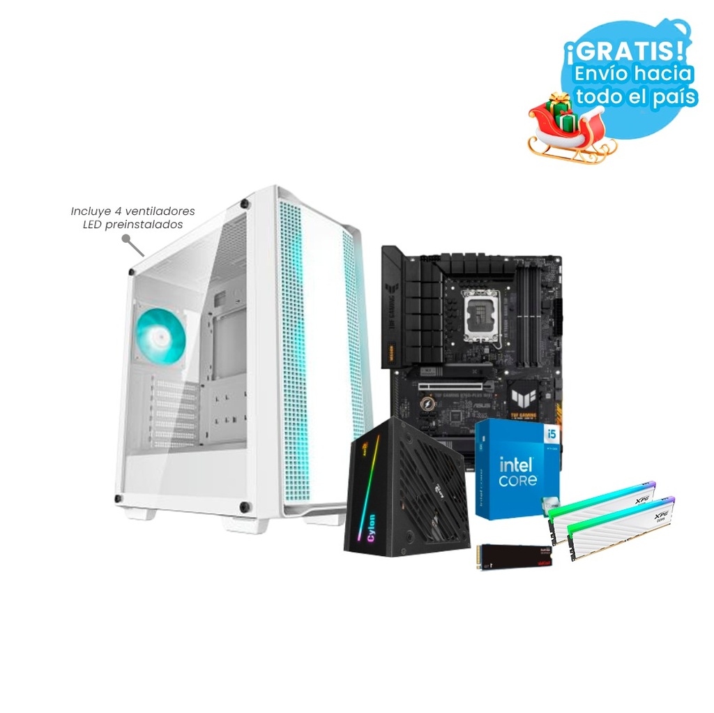 Pc Gamer i5 14400  B760 Plus Wifi DDR5 2x16 NVMe 1TB 600W Bronce